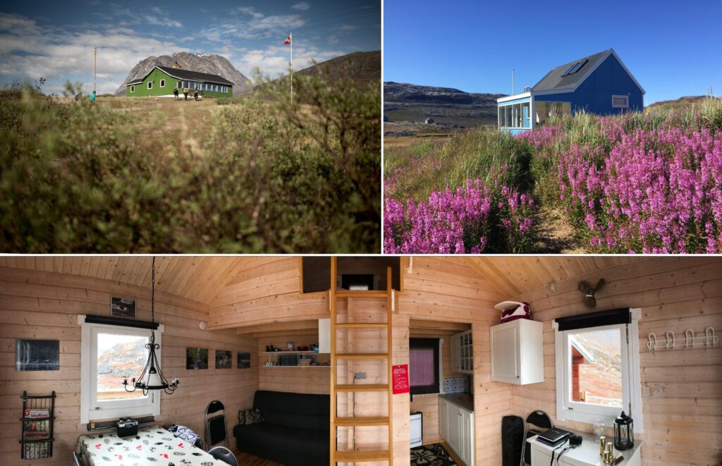 Montage of exterior and interior of some of the accommodation that exists in the Nuuk fjord - Greenland