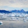 Ice and a massive glacier near the start of the Nuuk Icefjord on a boat tour with Guide to Greenland