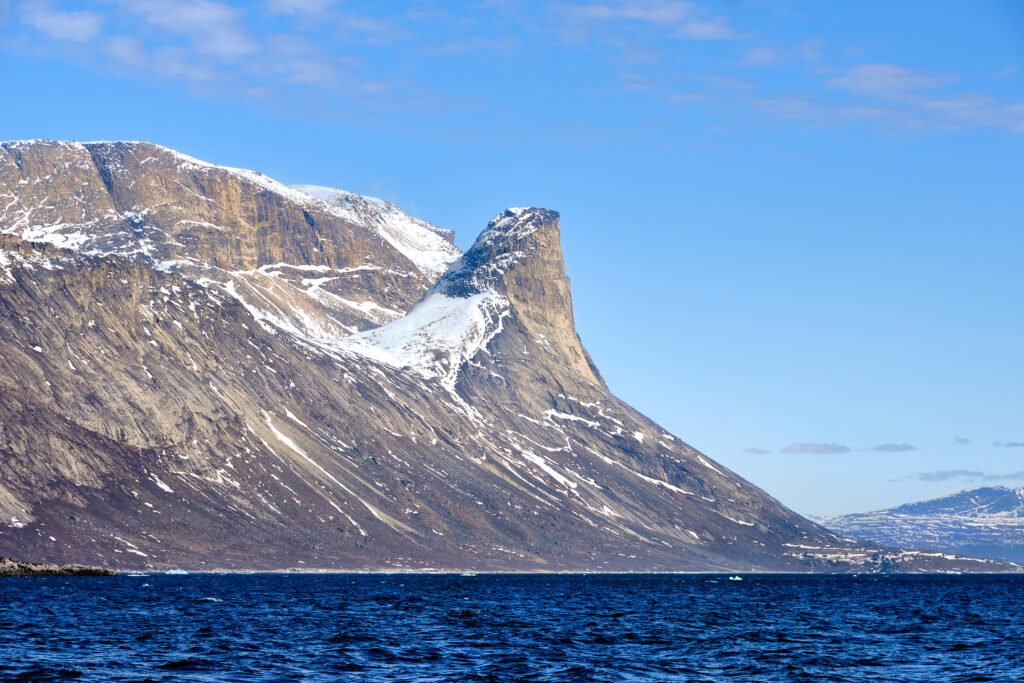 Impressive shapes of the mountains of the Nuuk fjord on a boat tour to Kapisillit with Guide to Greenland