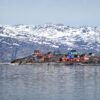 The colourful houses of Qoornoq on a boat tour up the Nuuk Fjord with Guide to Greenland