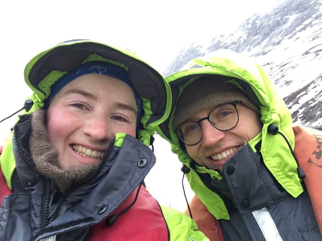 Happy tourists in Nuuk fjord