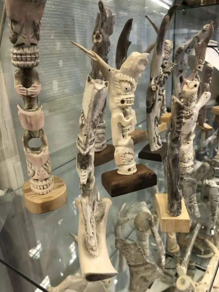 Tupilaks in a showcase, Souvenirs in Greenland