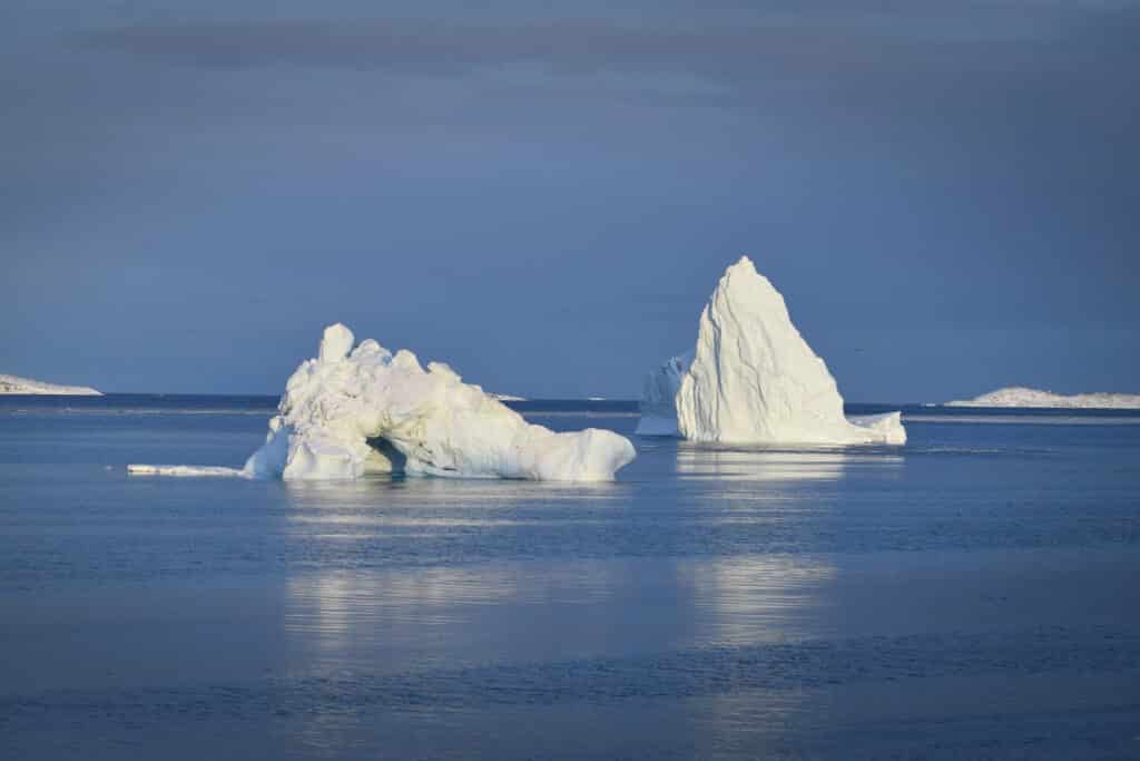 Large icebergs outside of Aasiaat during the Summer
