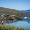 Houses in Qassiarsuk, Brattahlid, South Greenland in summer
