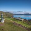 Statue of Leif Ericsson Qassiarsuk, Brattahlid, South Greenland in summer