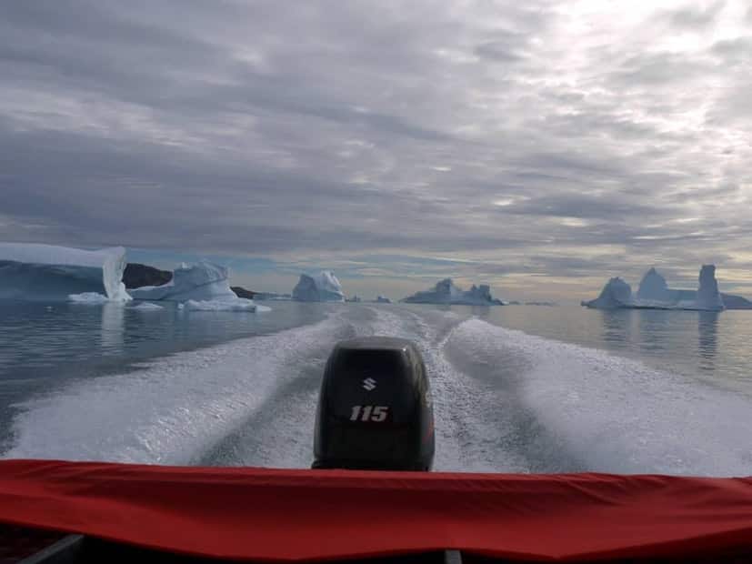 Saling away from big icebergs