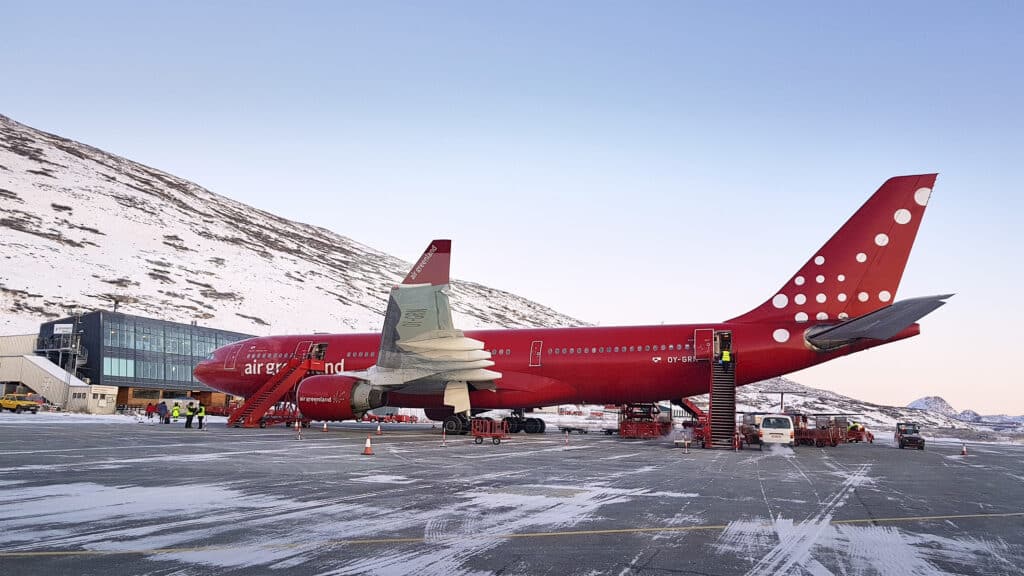 Airbus from Air Greenland in Kangerlussuaq