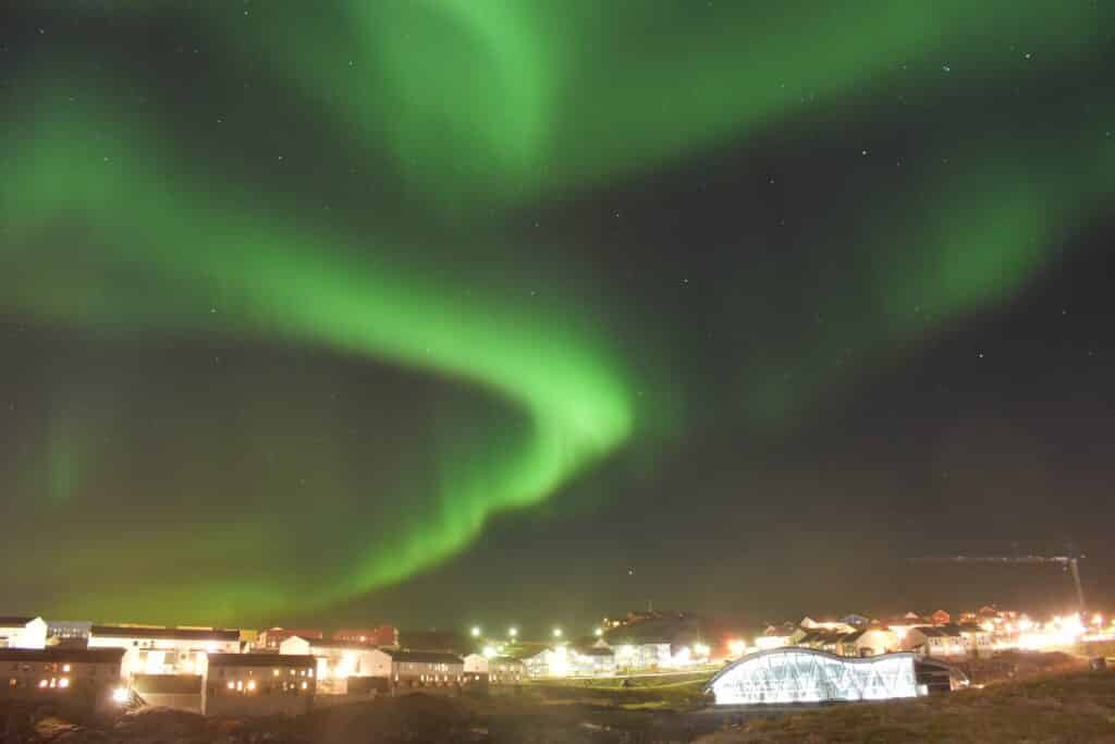 Northern lights over Malik in Nuuk, capital of Greenland