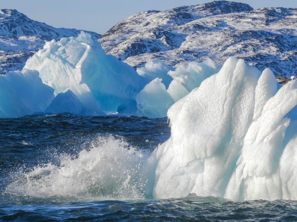 Icebergs in the water