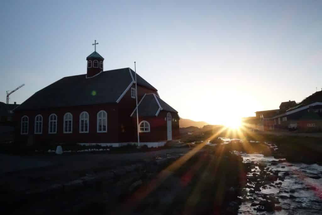 Church and sunset