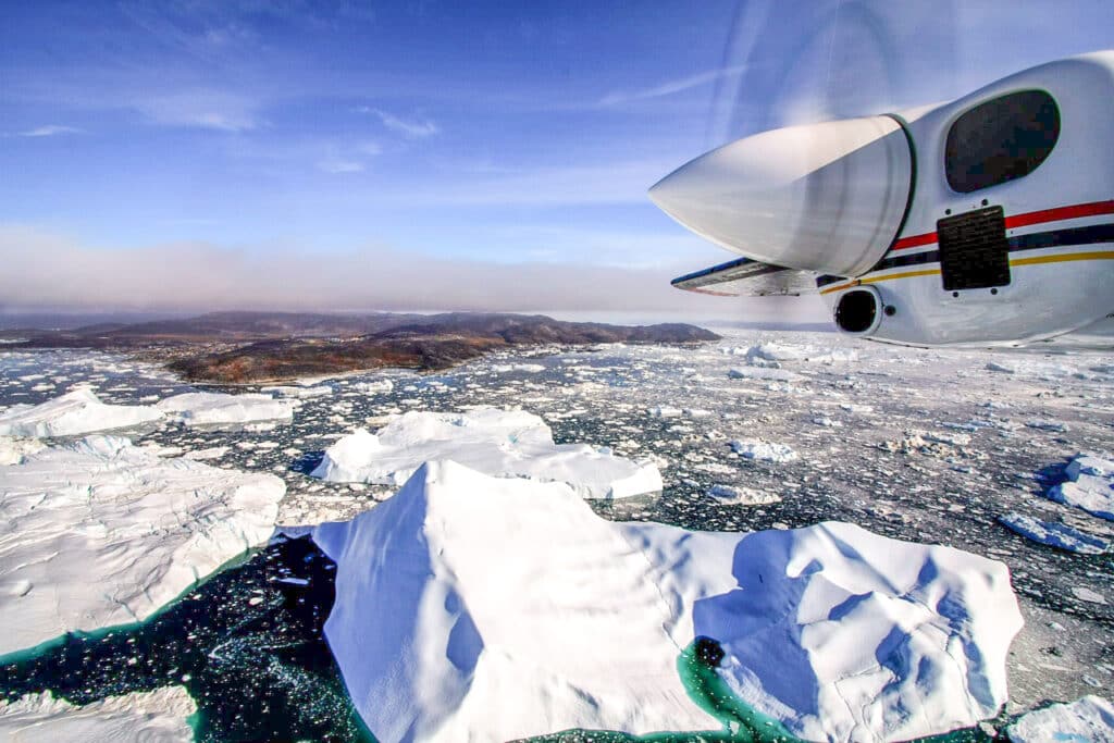 Scenic flight over the icefjord