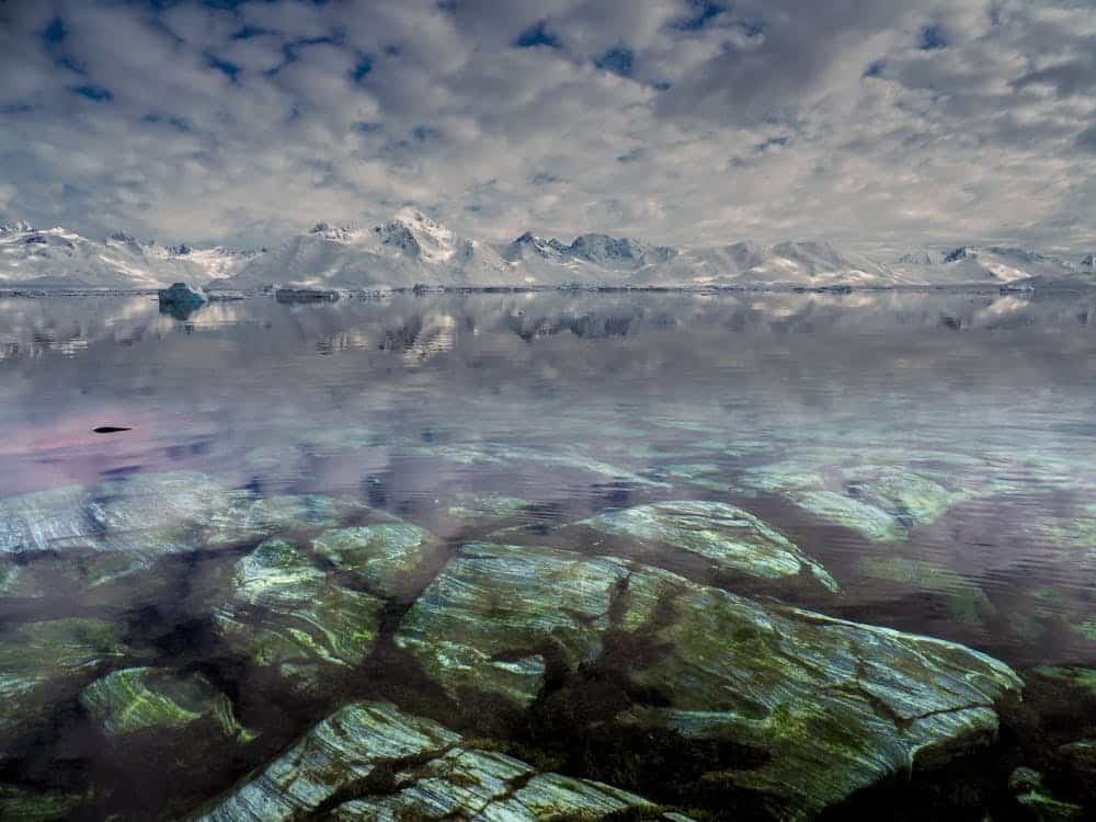 Rocks underneath the water