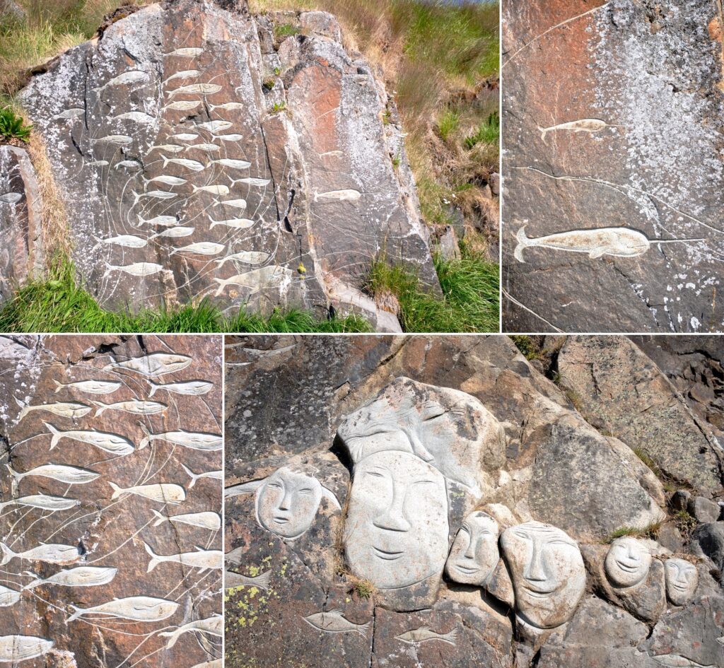 Stone and man cultural art activity on a city tour in Qaqortoq