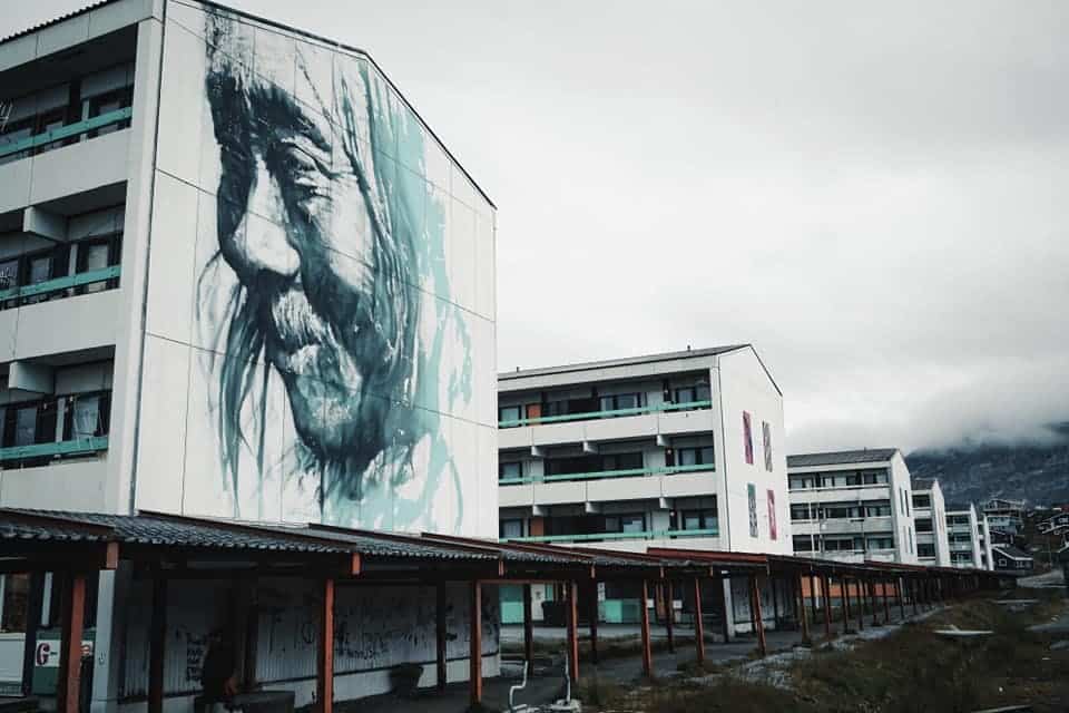 Art on one of the apartment houses in Nuuk