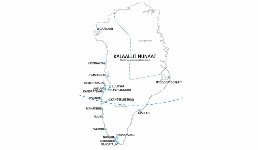 The towns of Greenland