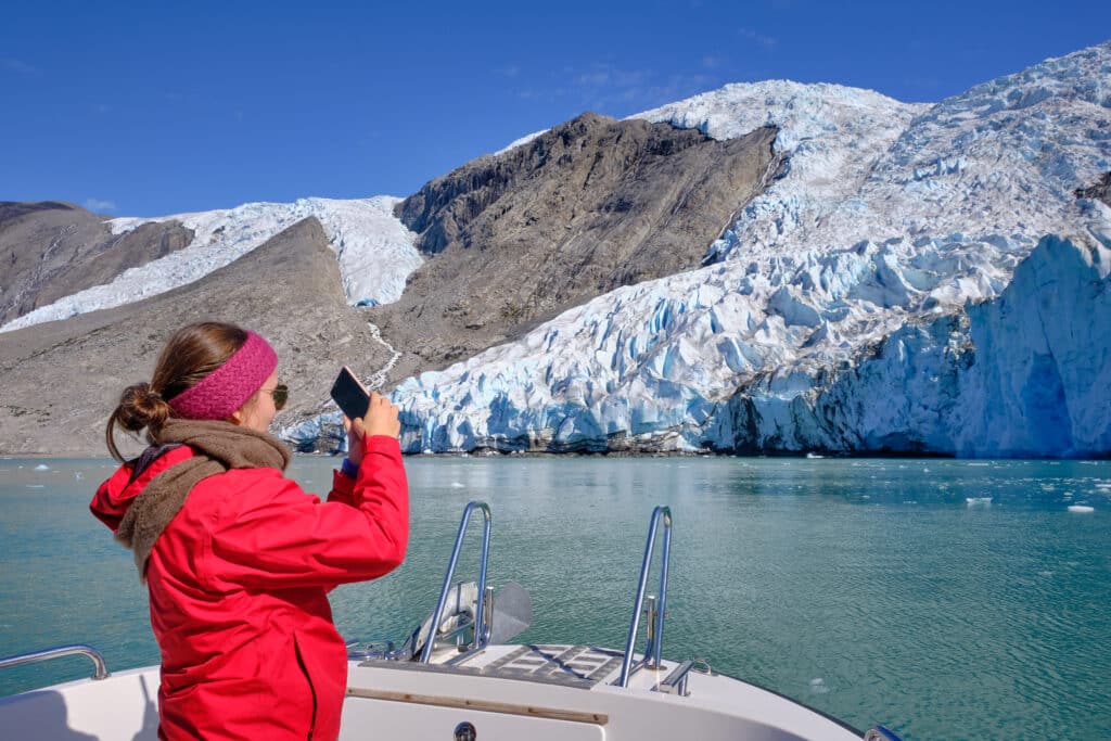 Taking photos at the end of the Eternity Fjord near Maniitsoq