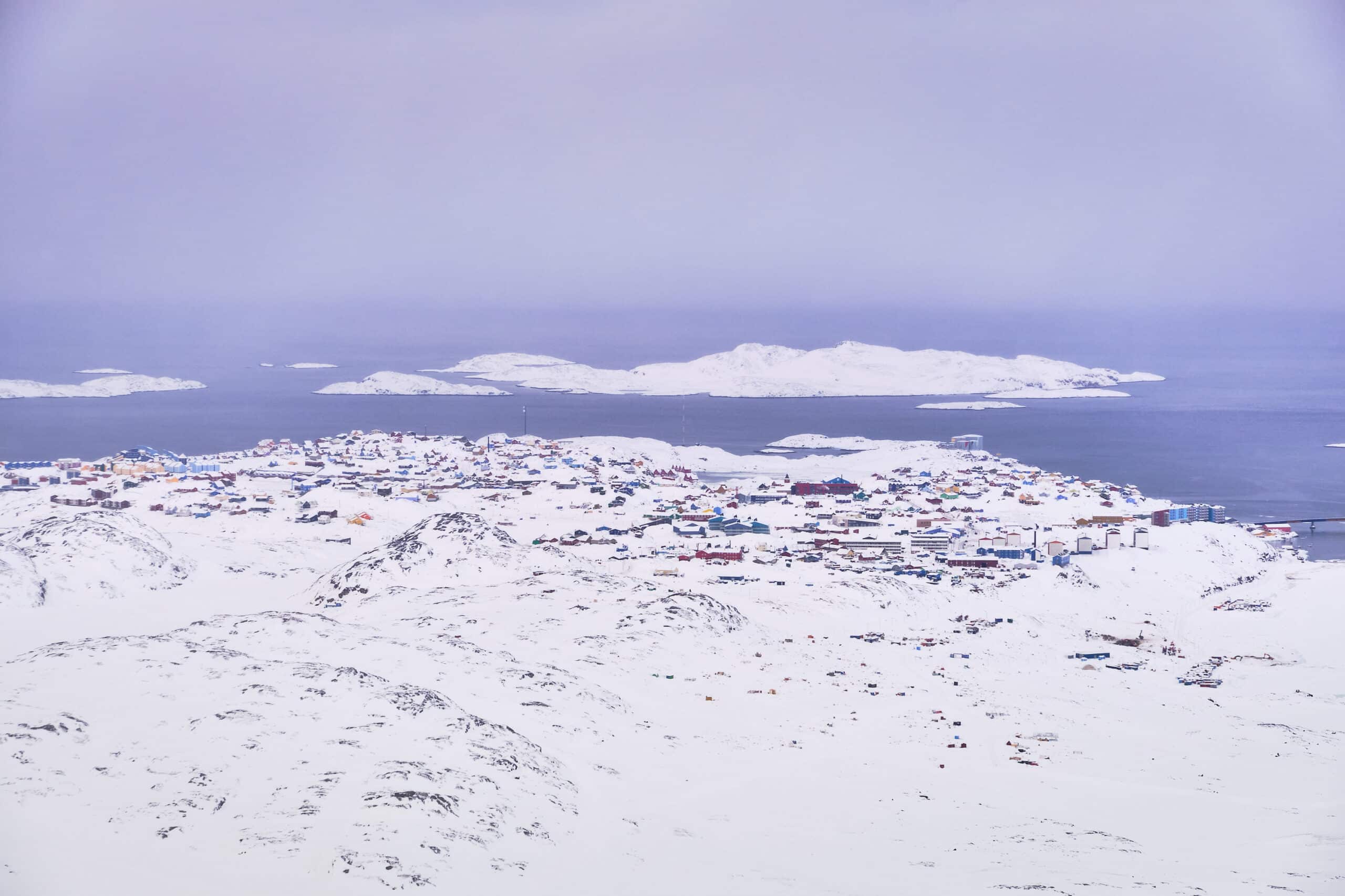 Colourful houses of Sisimiut as seen from the ski center viewpoint