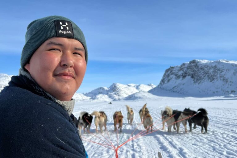 Dog sledding musher in Sisimiut