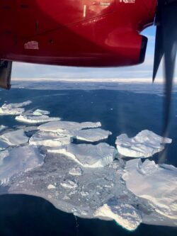 Landing in Ilulissat, icebergs from above