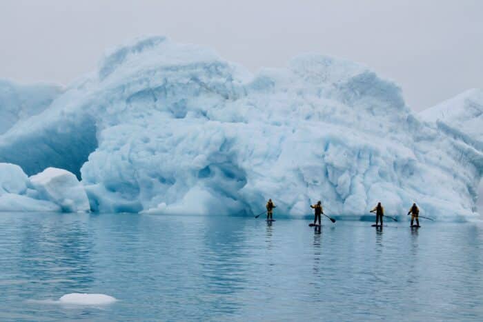 This is what it looks like when you go paddleboarding in the Nuuk fjord.