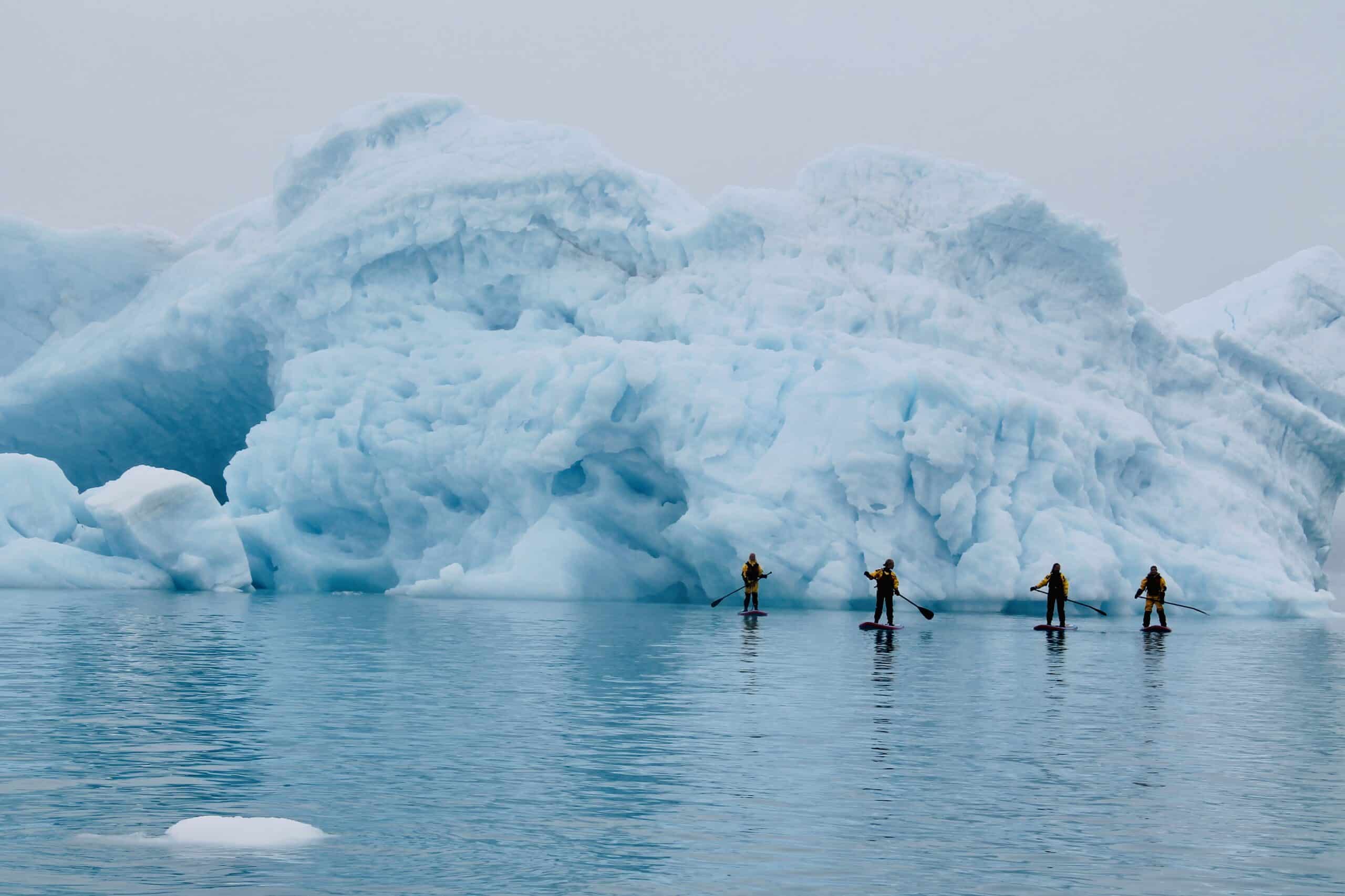 This is what it looks like when you go paddleboarding in the Nuuk fjord.