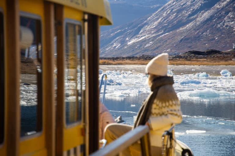 Sailing to Nuuk fjord in Autumn