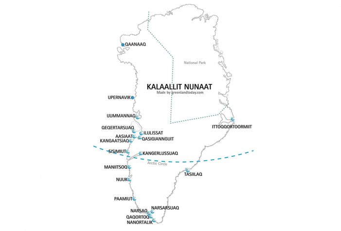 Map of Greenland showing major towns wide- Guide to Greenland Map of Greenland showing major towns wide- Guide to Greenland