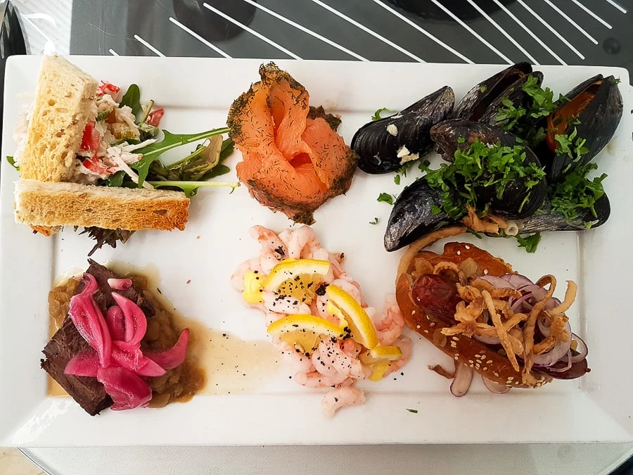 Greenlandic Tapas plate at Cafétuaq in the Katuaq Cultural Centre in Nuuk - Greenland