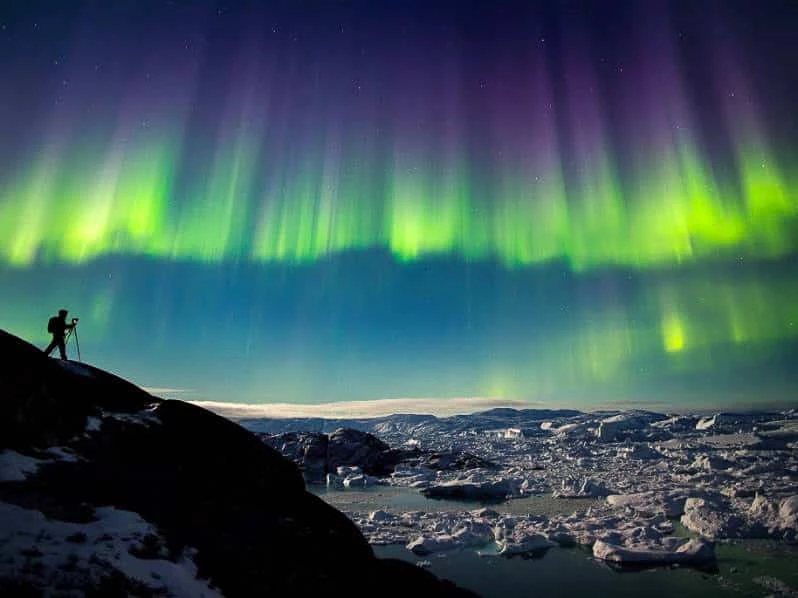 Nordlyset over Ilulissat isfjord