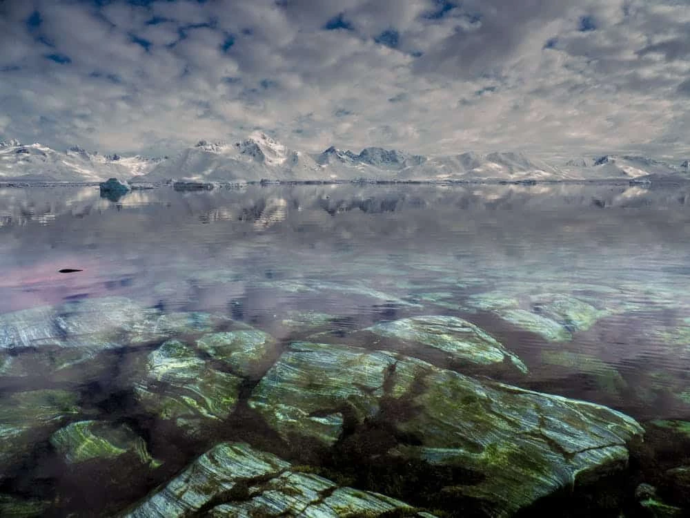 Rocks underneath the water